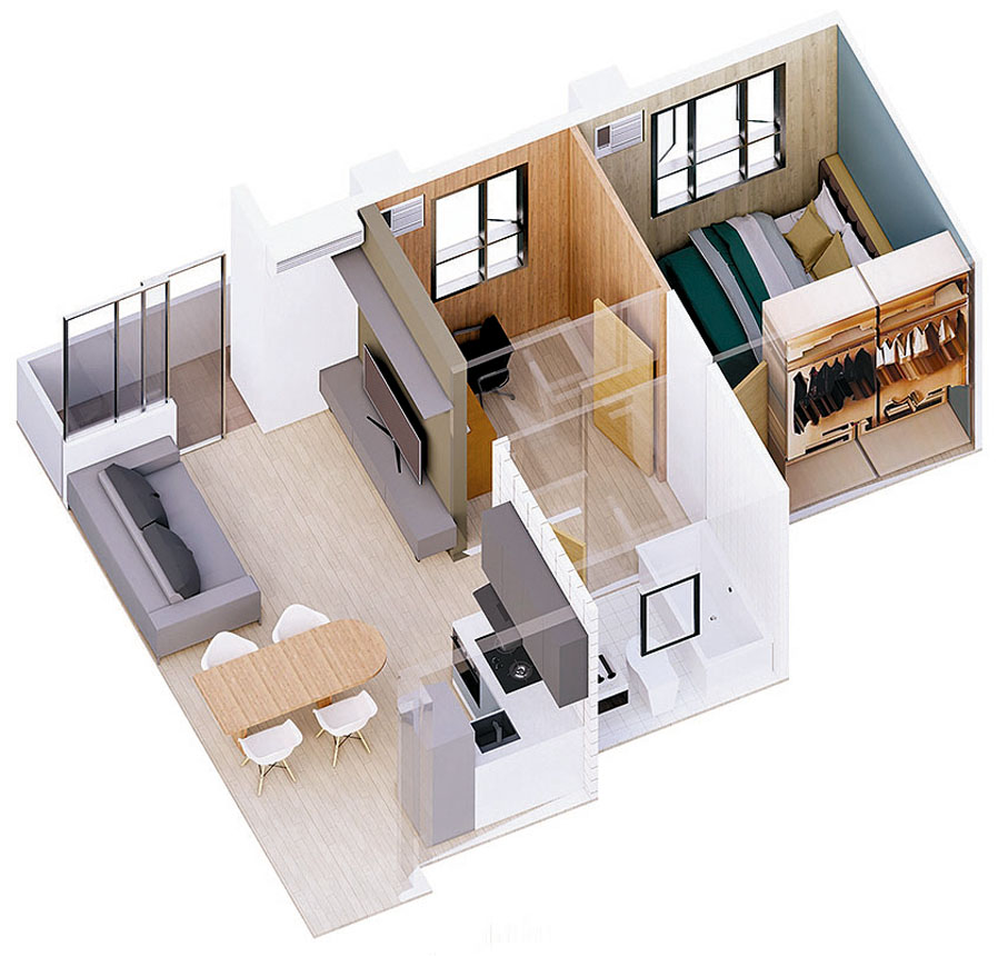 ●400平方呎兩房單位設計圖。