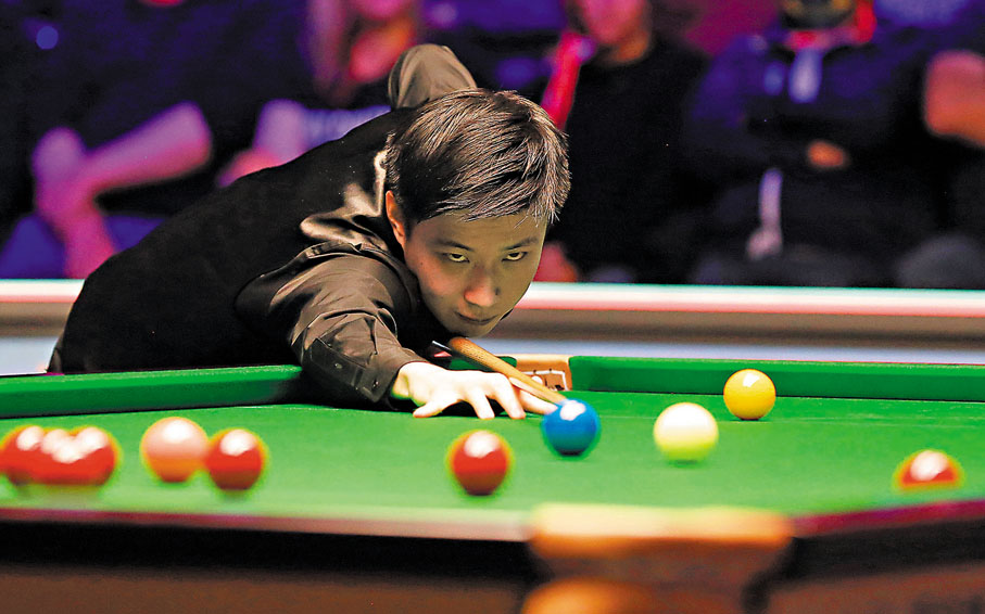 ●趙心童在比賽中。  新華社