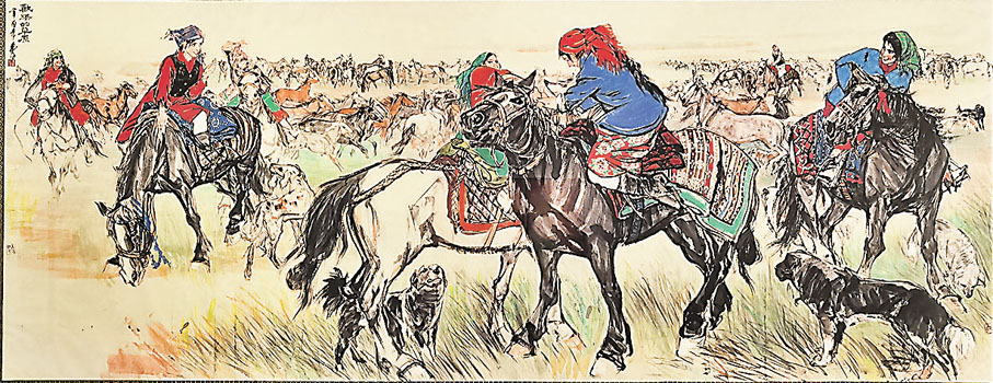 ●黃胄《歡騰的草原》