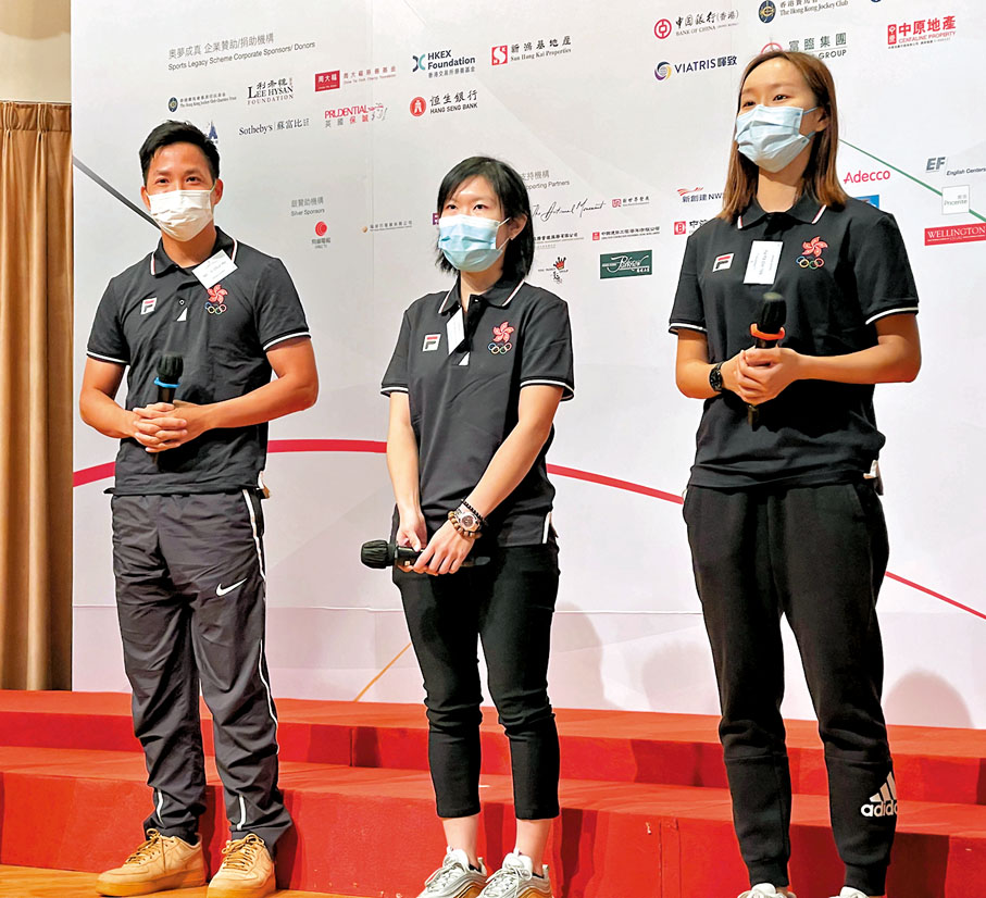 ●（左起）黎振浩、歐詠芝和何嘉寶作為運動員轉型分享嘉賓分享感受。  香港文匯報記者黎永淦 攝