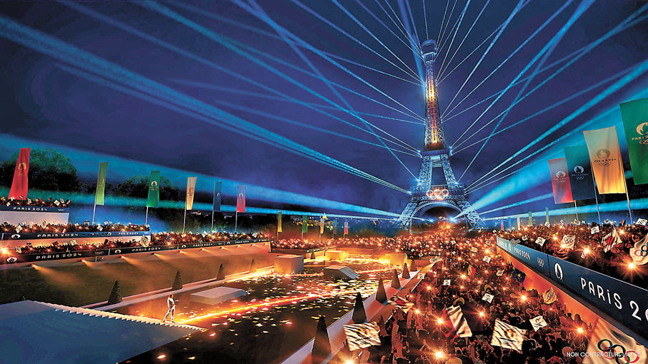 ●觀眾到時將會看到艾菲爾鐵塔的燈光演出。  路透社