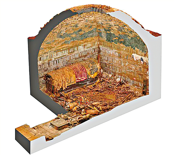 ●慕容智墓甬道及墓室三維影像圖。 網上圖片