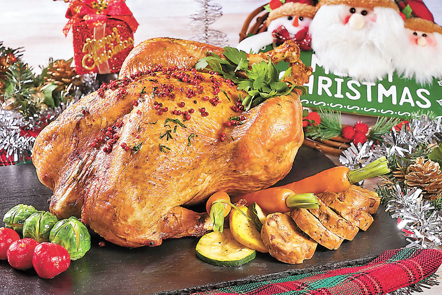 ●燒聖誕火雞胸伴自家製餡腸