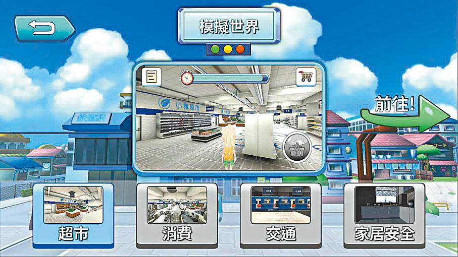 ●長者可選擇超市、港鐵站、廚房等場景進行遊戲。 遊戲畫面截圖