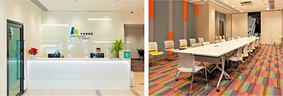 ◆市建局把地下單位活化改建成樓宇復修部辦事處，並設有多個房間，供已預約的資助計劃申請人及法團來辦理手續。 網誌圖片