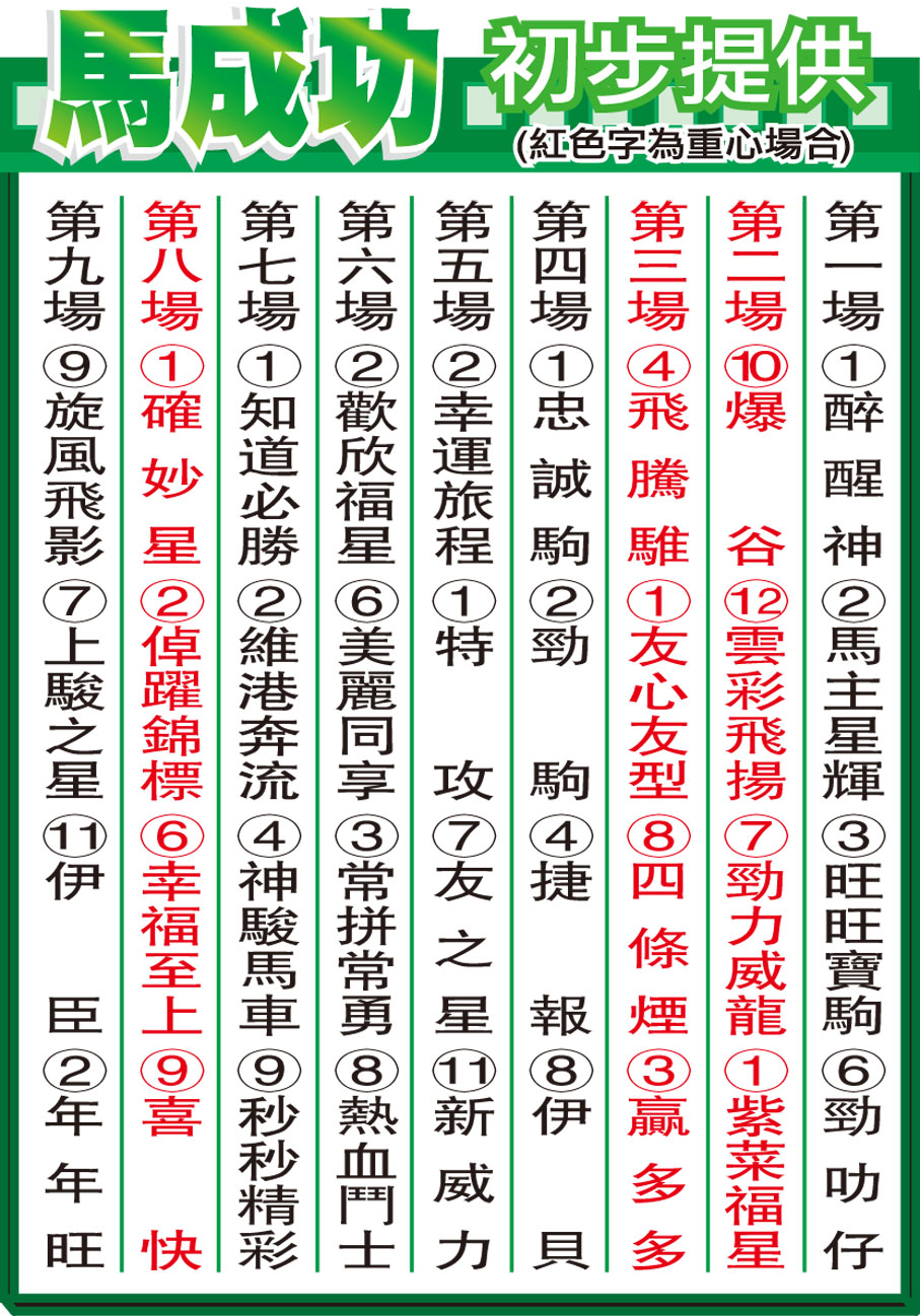 馬成功初步提供