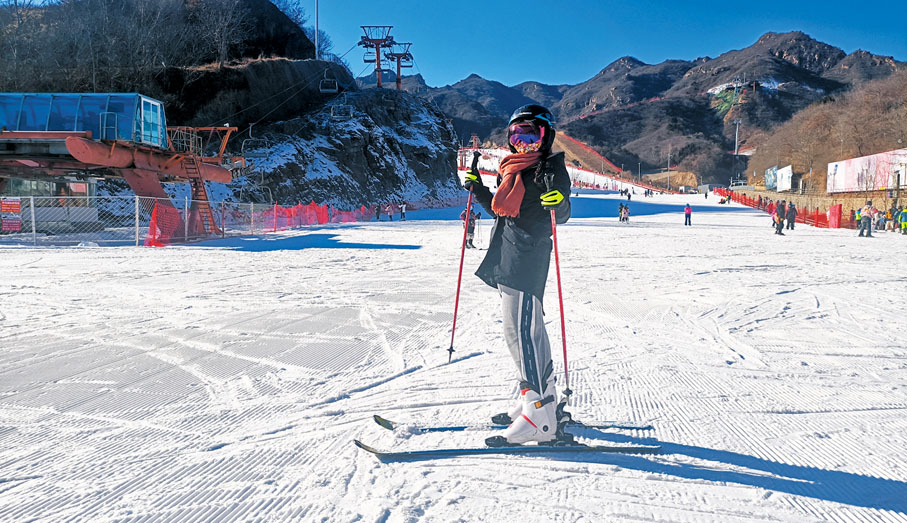 ◆劉卓嵐在北京滑雪。 受訪者供圖