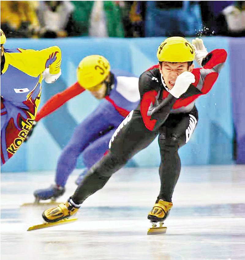 ◆ 2002年鹽湖城冬奥會李佳軍在比賽中。 受訪者供圖