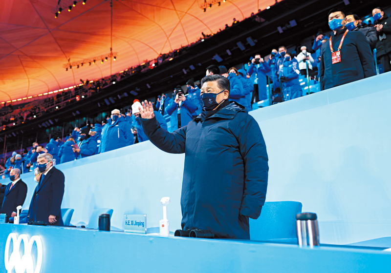 ◆ 2月4日晚，中國國家主席習近平出席北京第二十四屆冬季奧林匹克運動會開幕式。     新華社