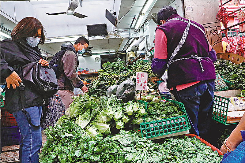 ◆有菜檔的豆苗35元半斤，已不是最貴的情況。香港文匯報記者  攝