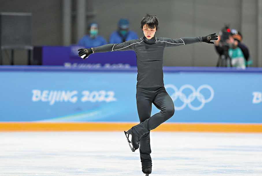 ◆羽生結弦備戰練習。 新華社