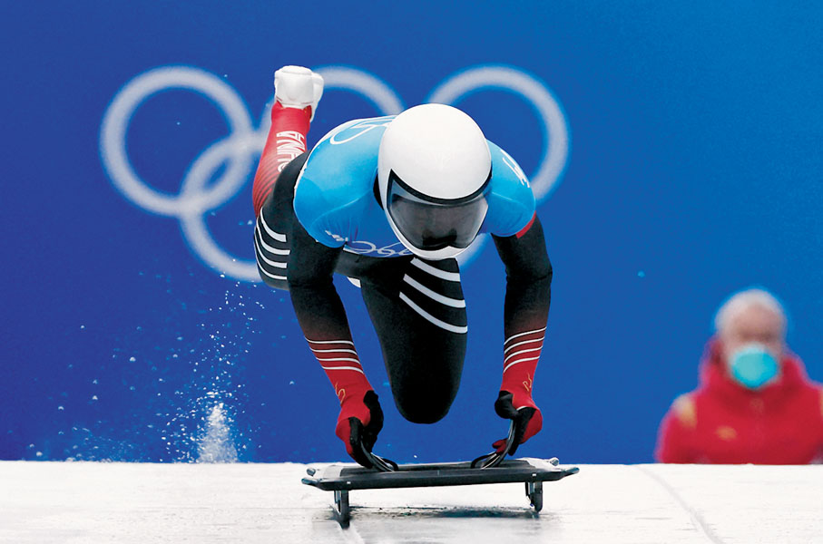 ◆閆文港在兩輪滑行後排名暫居第3。路透社