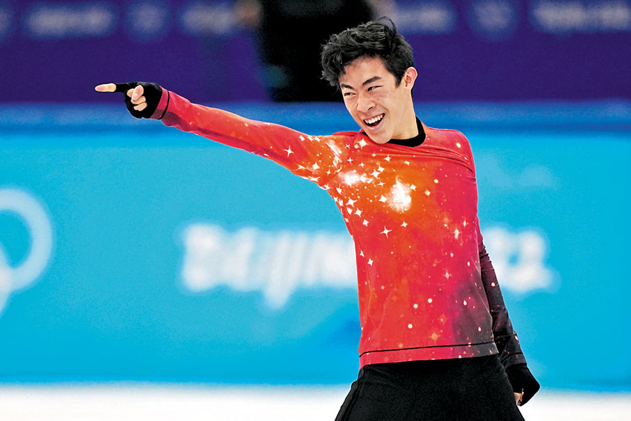 ◆陳巍首次奪得冬奧男單金牌。  美聯社