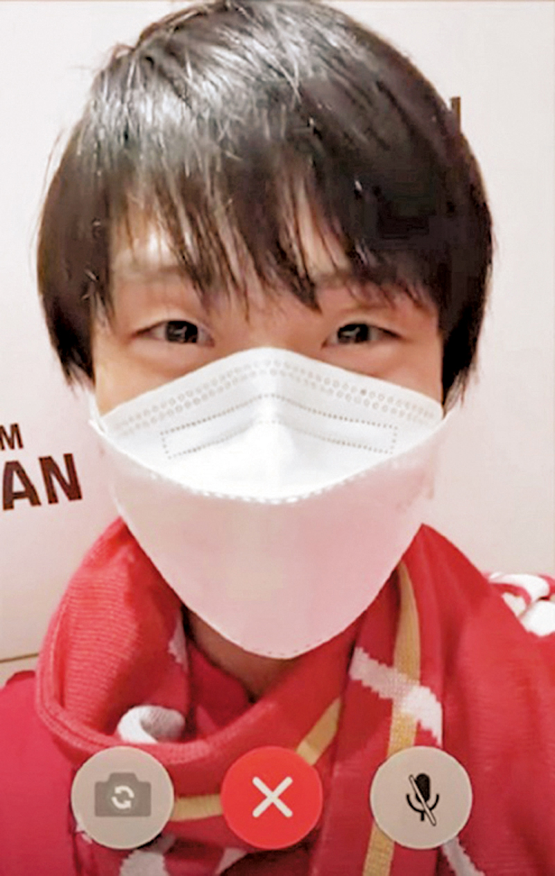◆羽生結弦通過「視像對話」向擁躉們致謝。 網上圖片