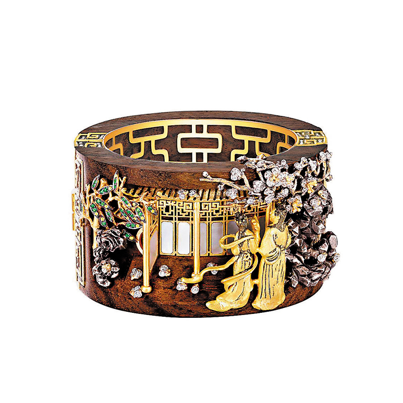 ◆「文人話」系列之「桃花戲語」，靈感來源於《紅樓夢》第二十三回《西廂記妙詞通戲語 牡丹亭艷曲警芳心》。