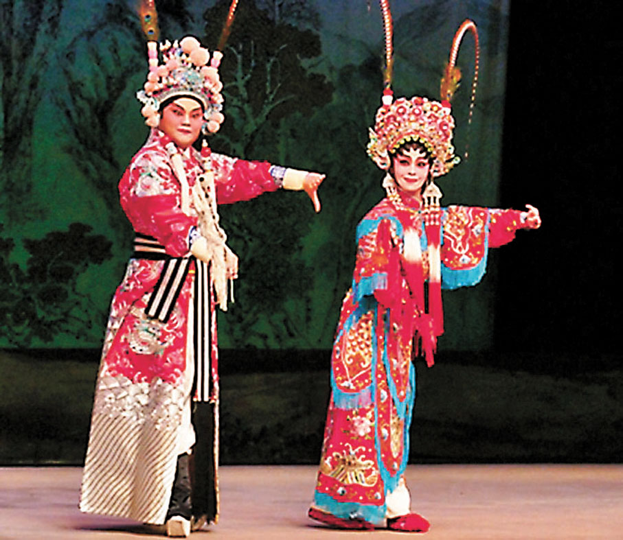 ◆杜詠心與青苗花旦王潔清演出新劇《棠棣情仇》。