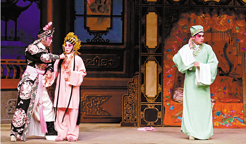 ◆日興粵劇團主辦由宋洪波、尹飛燕、譚穎倫主演的《香羅塚》，其中精彩的一段夜訪書房。