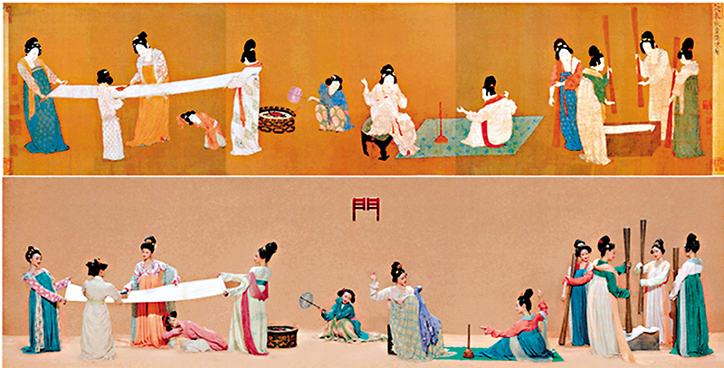 ◆《門》以唐代著名畫家張萱《搗練圖》為創作藍本。