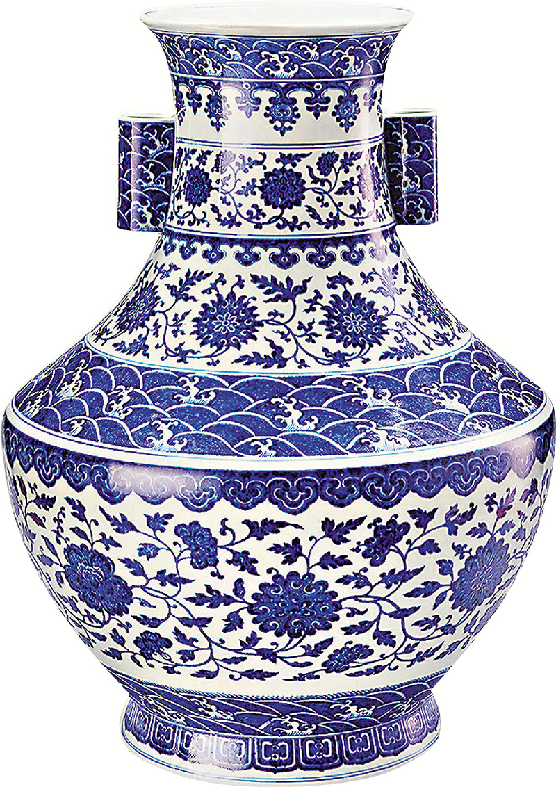 中国古美術　大清乾隆　青磁瓶 1513 中国大清乾隆年製銘青花瓶 官窯唐物 古美術