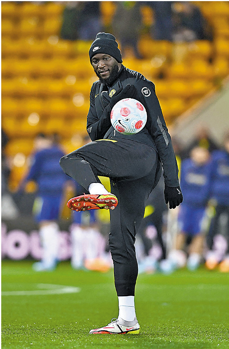 ◆車路士前鋒盧卡古狀態成疑。 法新社