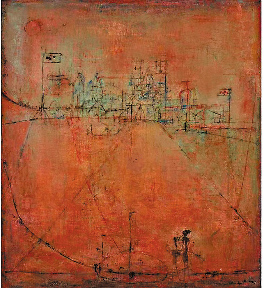 ◆《昔也納廣場》，1951年，油彩布本，50×45.5厘米，M+，香港