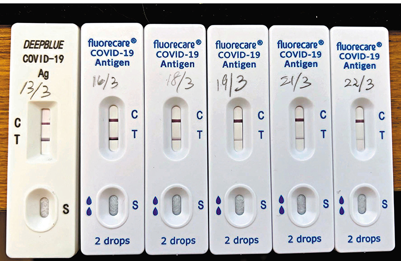 快測棒結果肉眼看只能辨別陰陽。 接受測試患者提供圖片