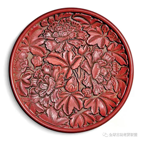 ◆元/明初 剔紅芙蓉圖盤