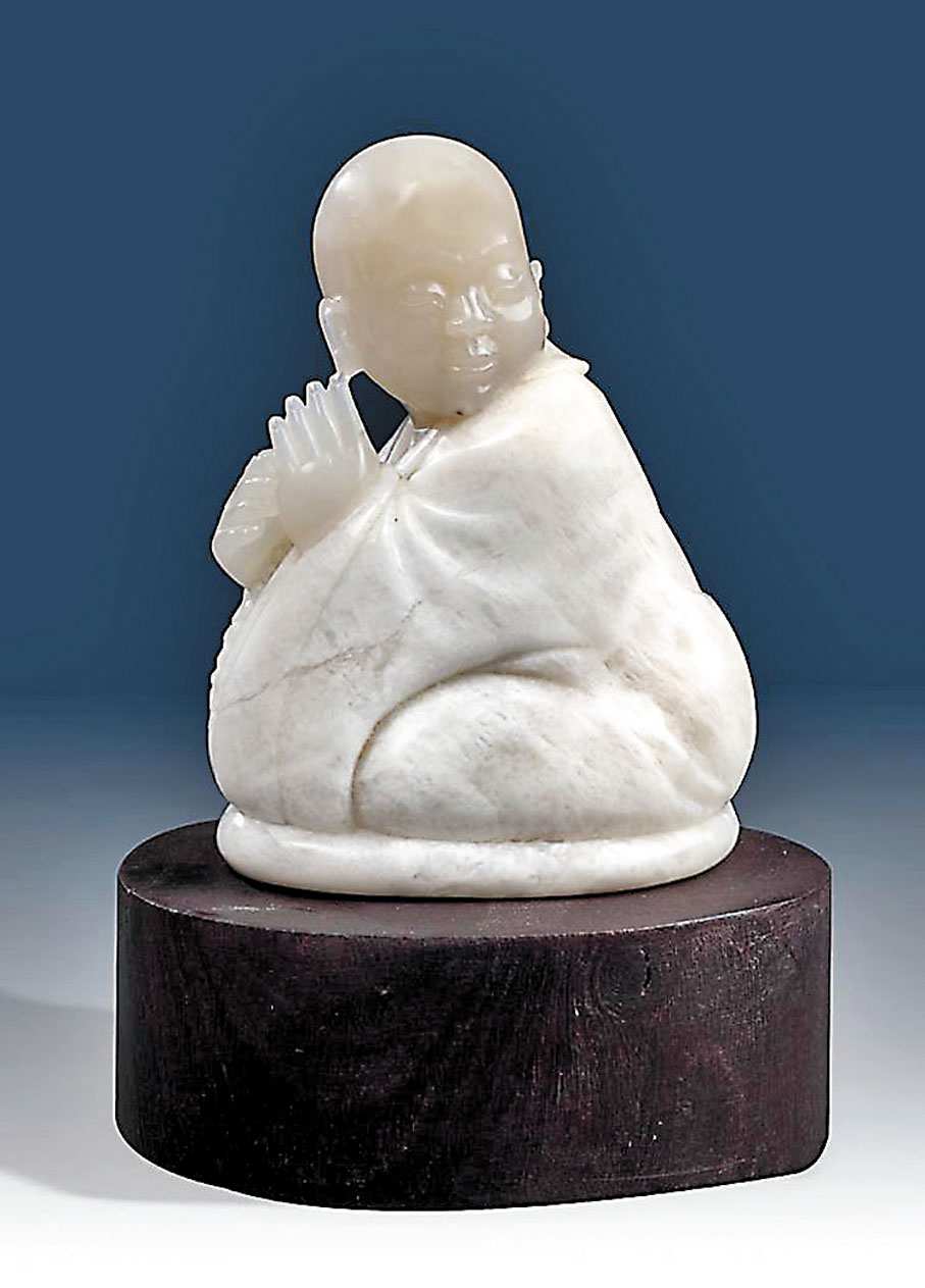 ◆巴林石白玉凍巧雕一休