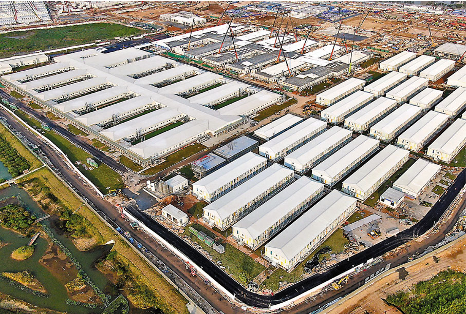 ◆無人機航拍應急醫院一期。 新華社