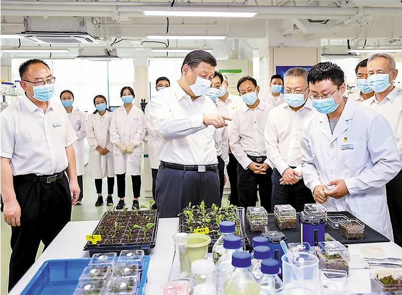 4月10日下午，中共中央總書記、國家主席、中央軍委主席習近平在海南省三亞市考察崖州灣種子實驗室，了解海南支持種業創新等情況。 新華社
