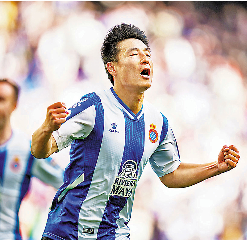 ◆ 武磊慶祝進球。 新華社