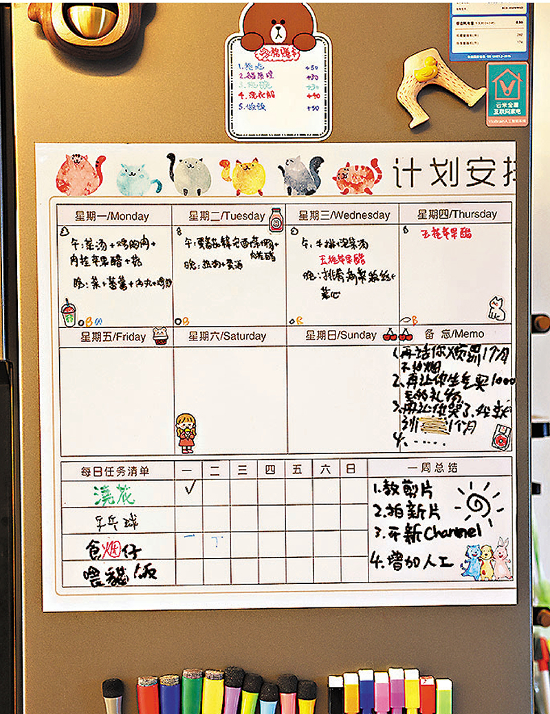 ◆冰箱便利貼上的生活小情調。