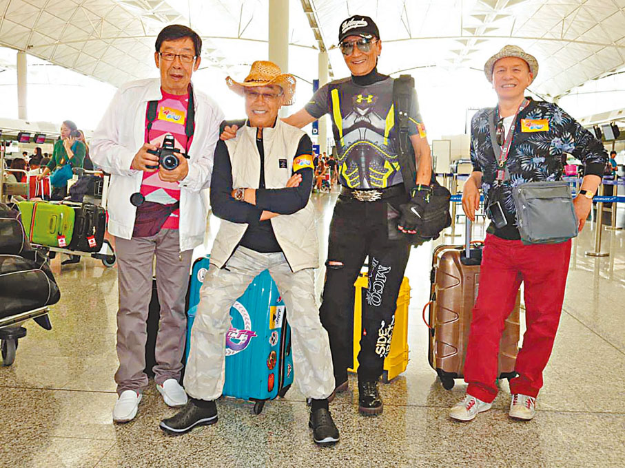 ◆左起：胡楓、曾江、謝賢與Joe Junior交情深厚，難得合作拍旅遊節目。