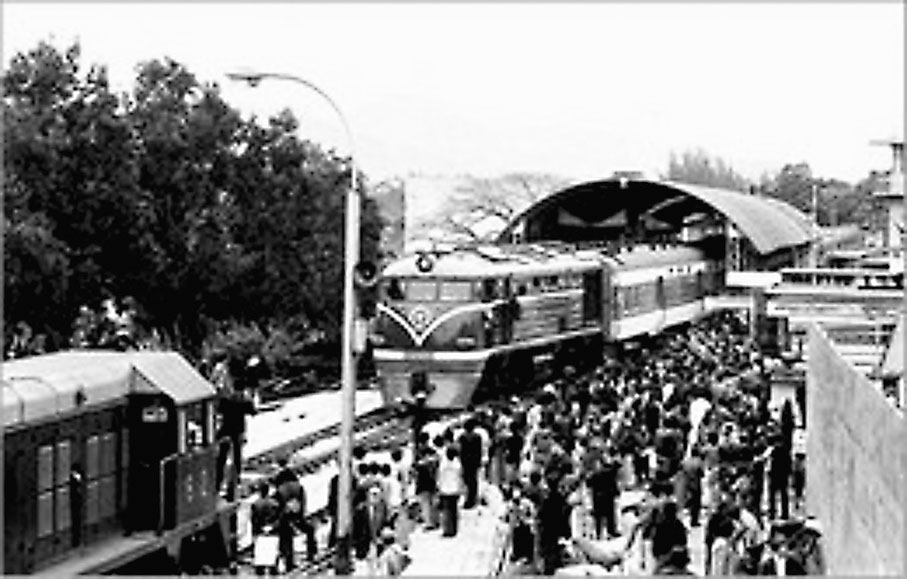 ◆1979年4月4日恢復直通車客運服務，首班駛過羅湖橋的直通車。