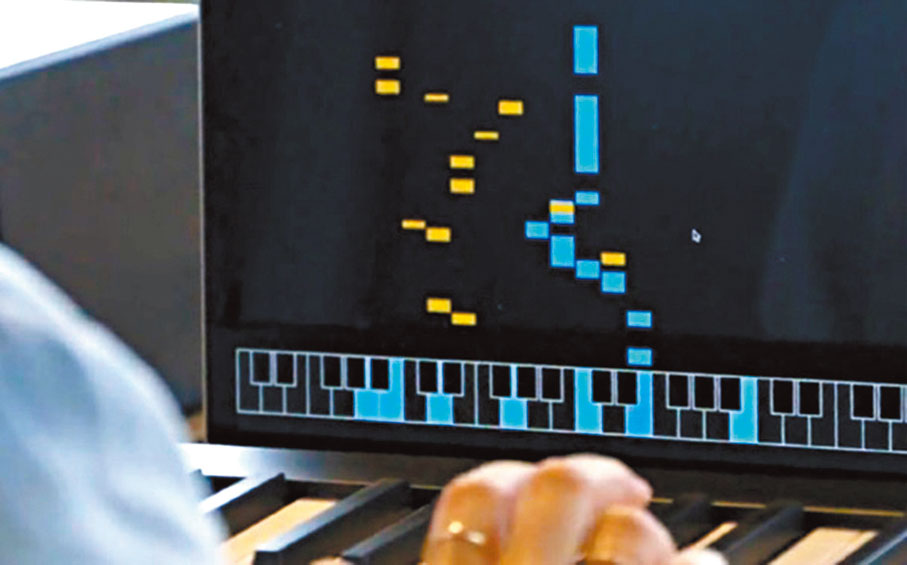 ◆ 經過數據訓練後，AI能因應人類彈奏的音符和節奏，創作出另一段旋律。作者供圖