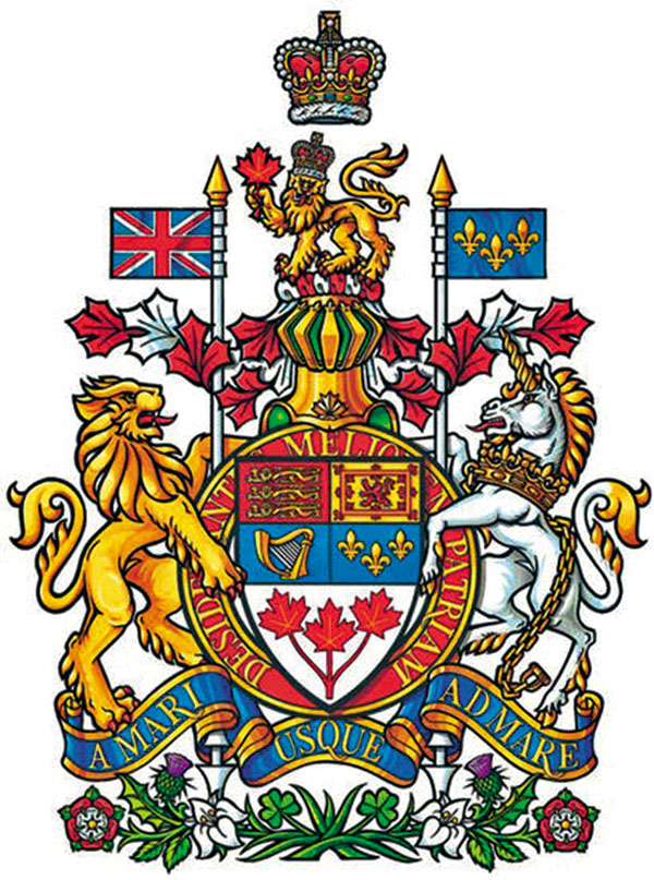 ◆加拿大國徽的設計仿照英國國徽，但過半國民支持斷絕與英國「君臣」關係。  成小智  攝