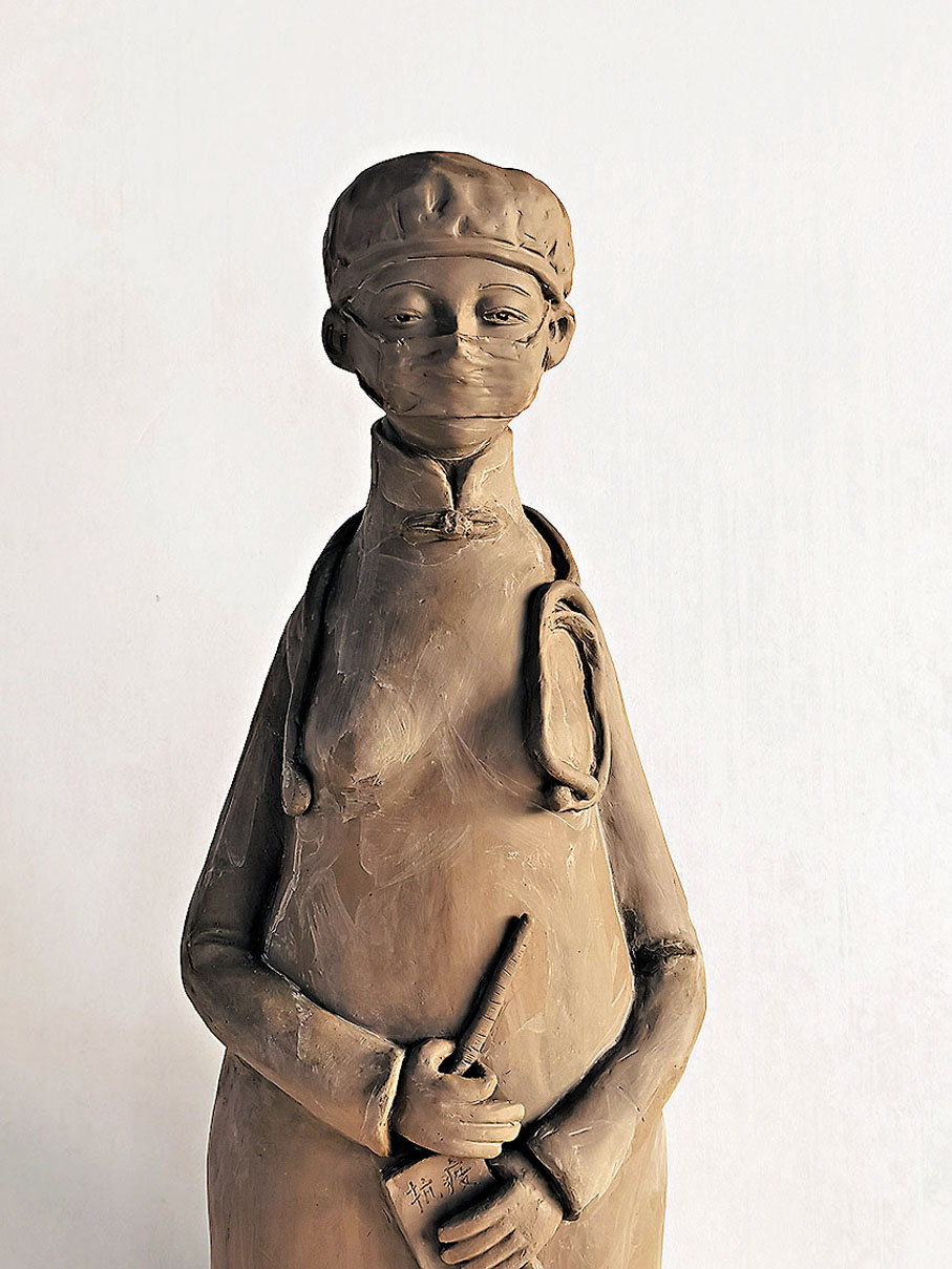 ◆張振福作品中的白衣天使形象。