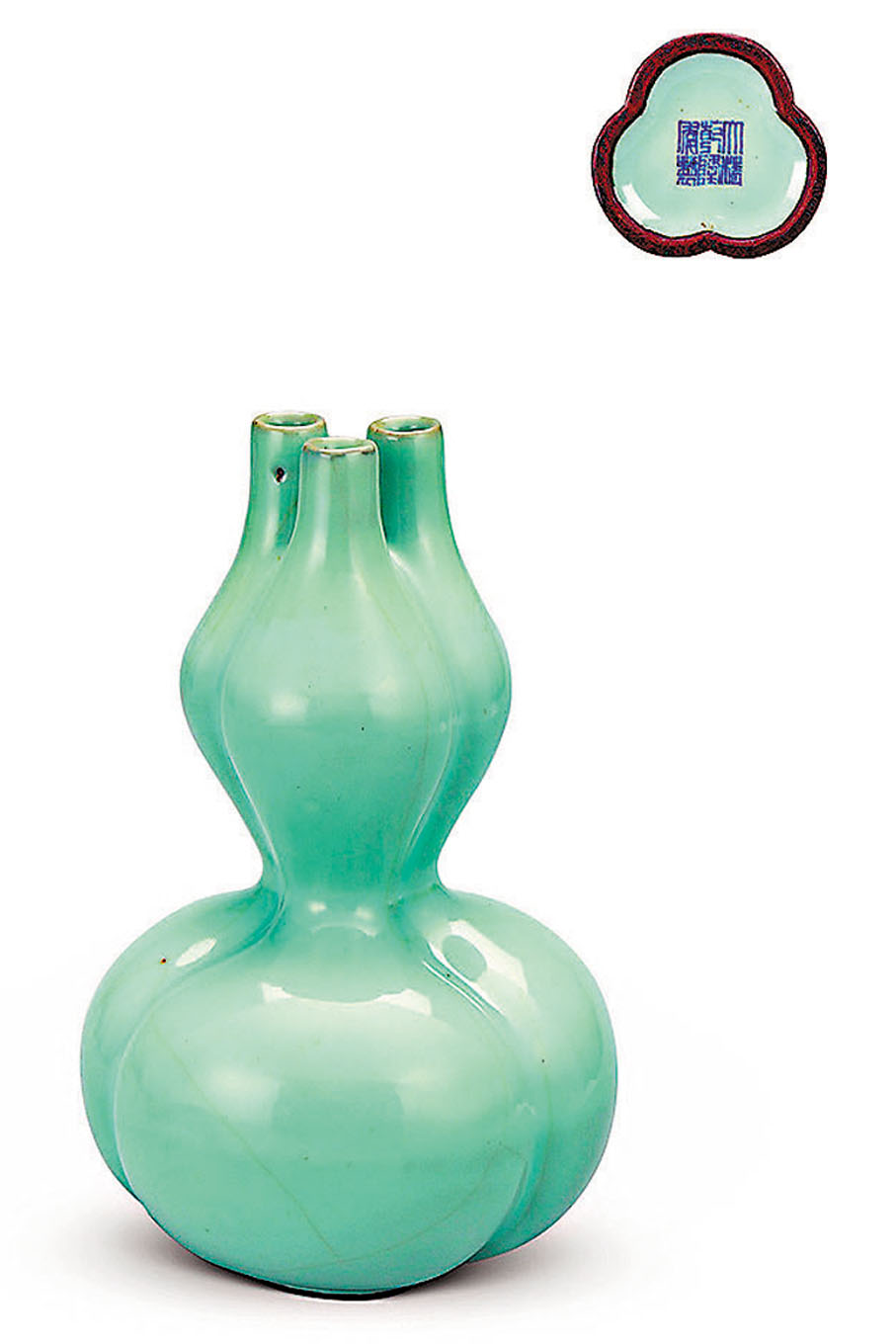 ◆清乾隆仿官釉三孔葫蘆瓶