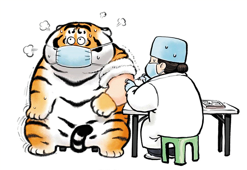 ◆內地網紅IP「我不是胖虎」其中一幀涉案作品「胖虎打疫苗」。   網上圖片