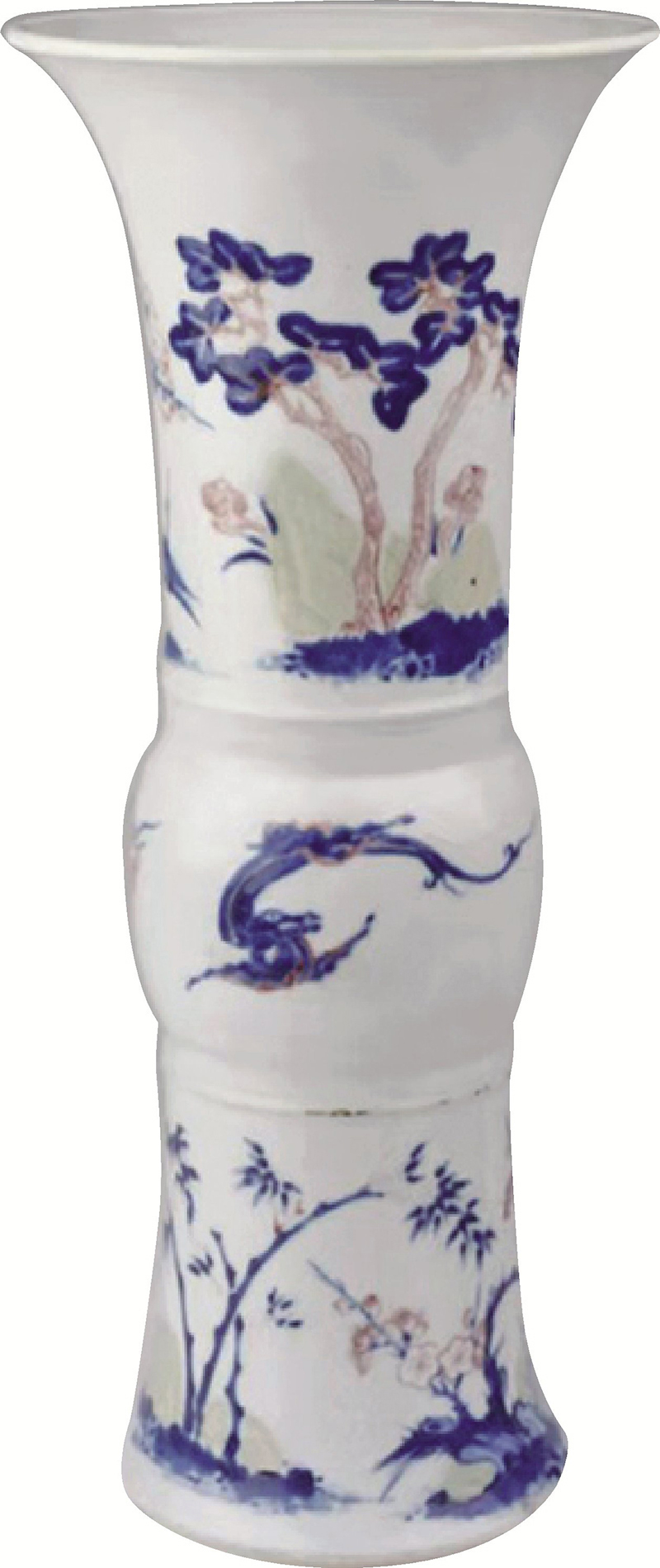 ■康熙 釉下三彩花鳥紋花觚