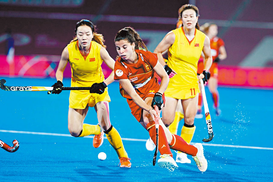 ◆中國隊（黃衫）擊敗西班牙。 FIH Facebook圖片