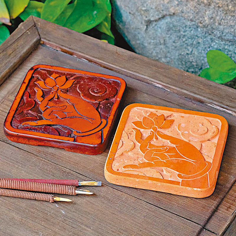 ◆磚雕包漿前後對比。