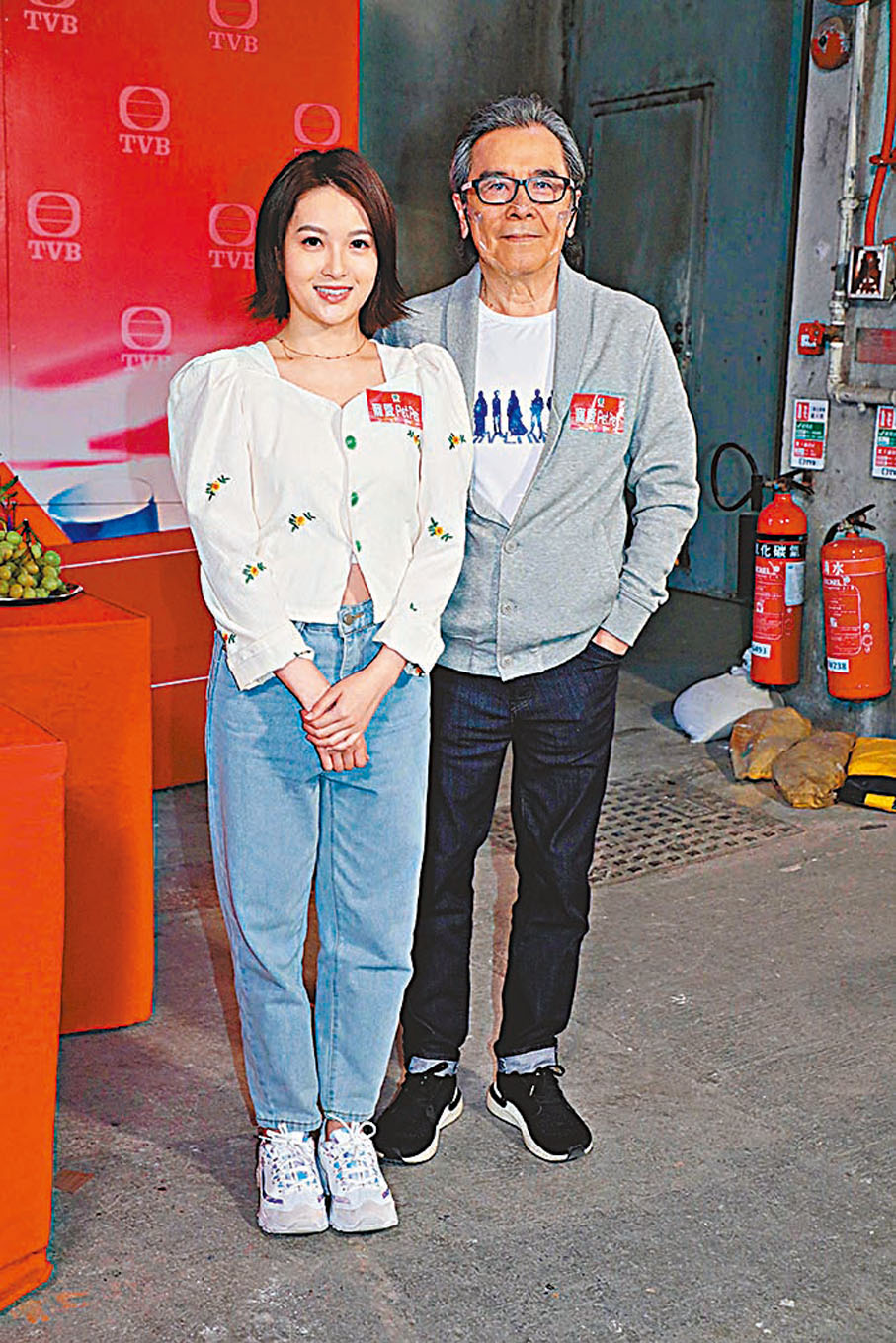 ◆ 姜大衛（右）與梁雯蔚昨日出席新劇宣傳活動。