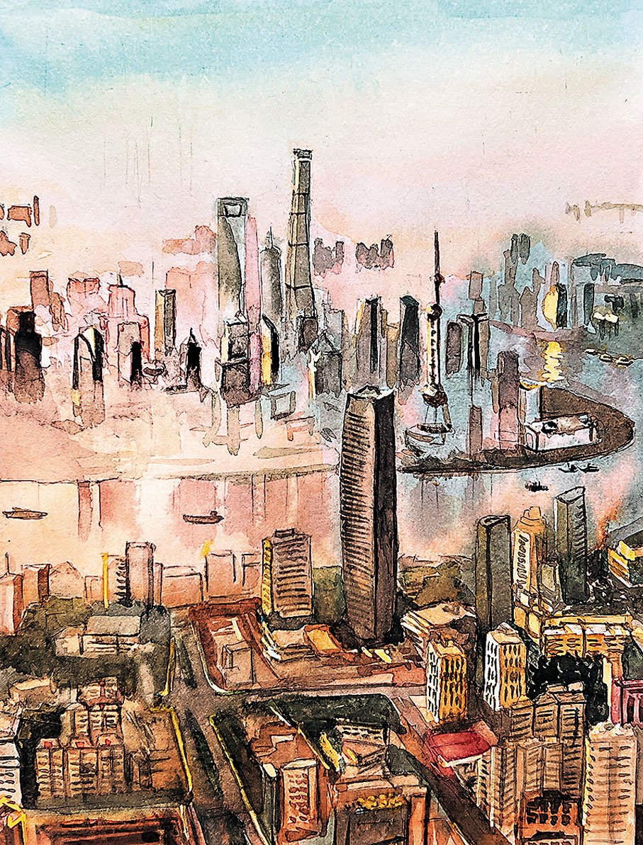 ◆陳少琪作畫為疫情中的上海打氣。