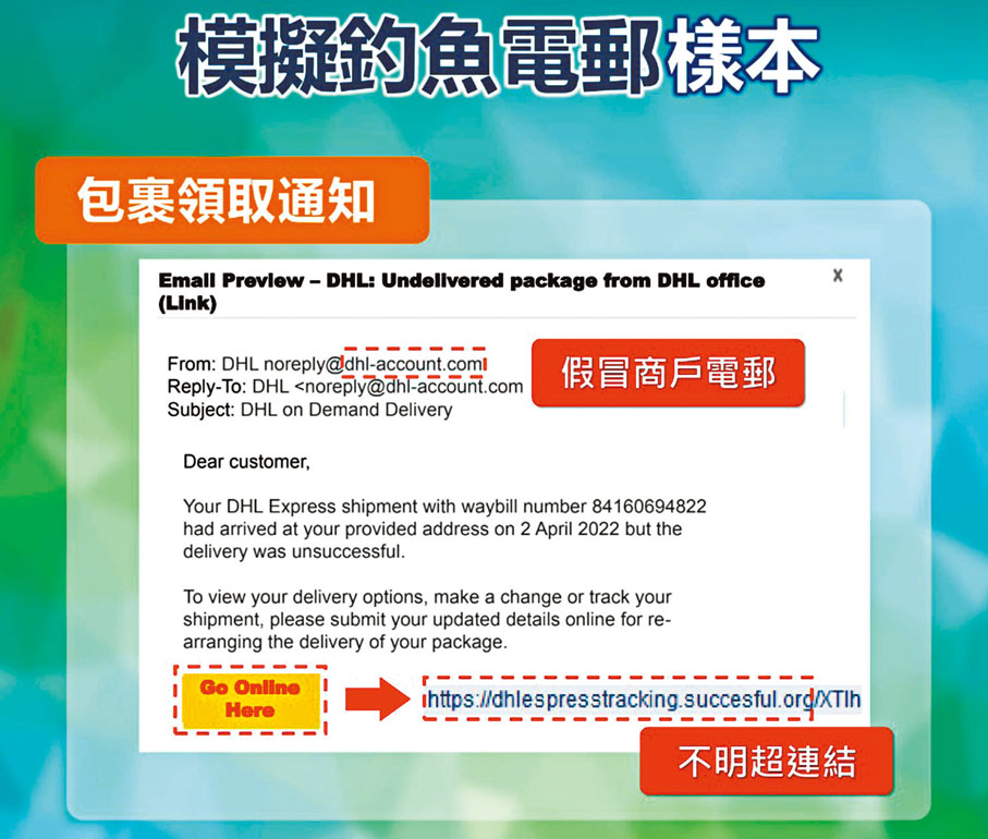 ◆騙徒會以接近假冒公司名稱發放郵件,欺詐員工上釣。 資料圖片
