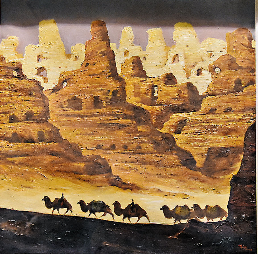 ◆現場展出的作品《故城行》。