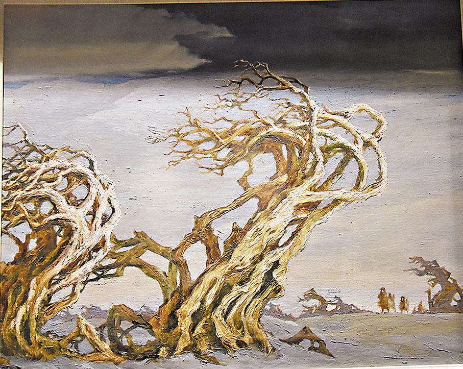 ◆現場展出的作品《生命之歌》。