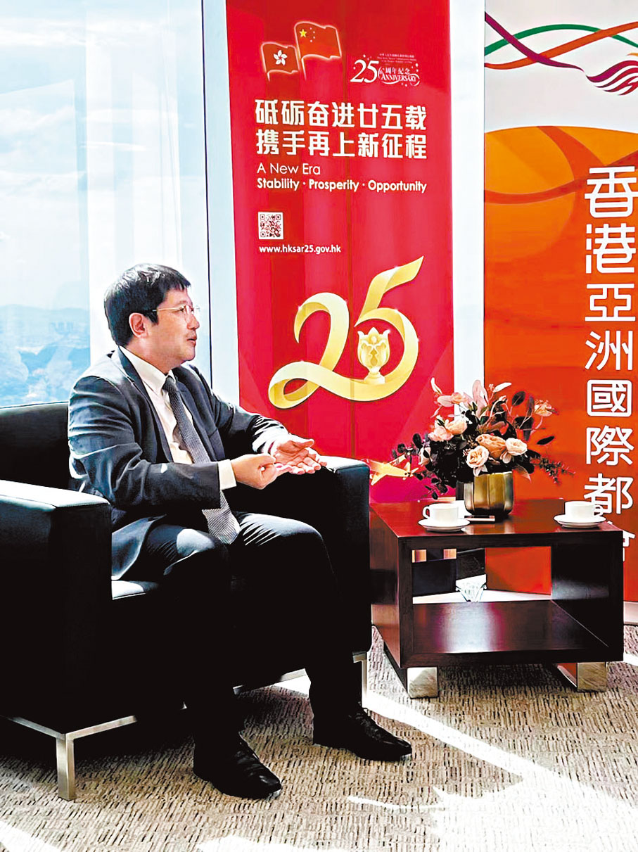 ◆香港特區政府駐粵辦主任陳選堯接受香港文匯報專訪。 受訪者供圖