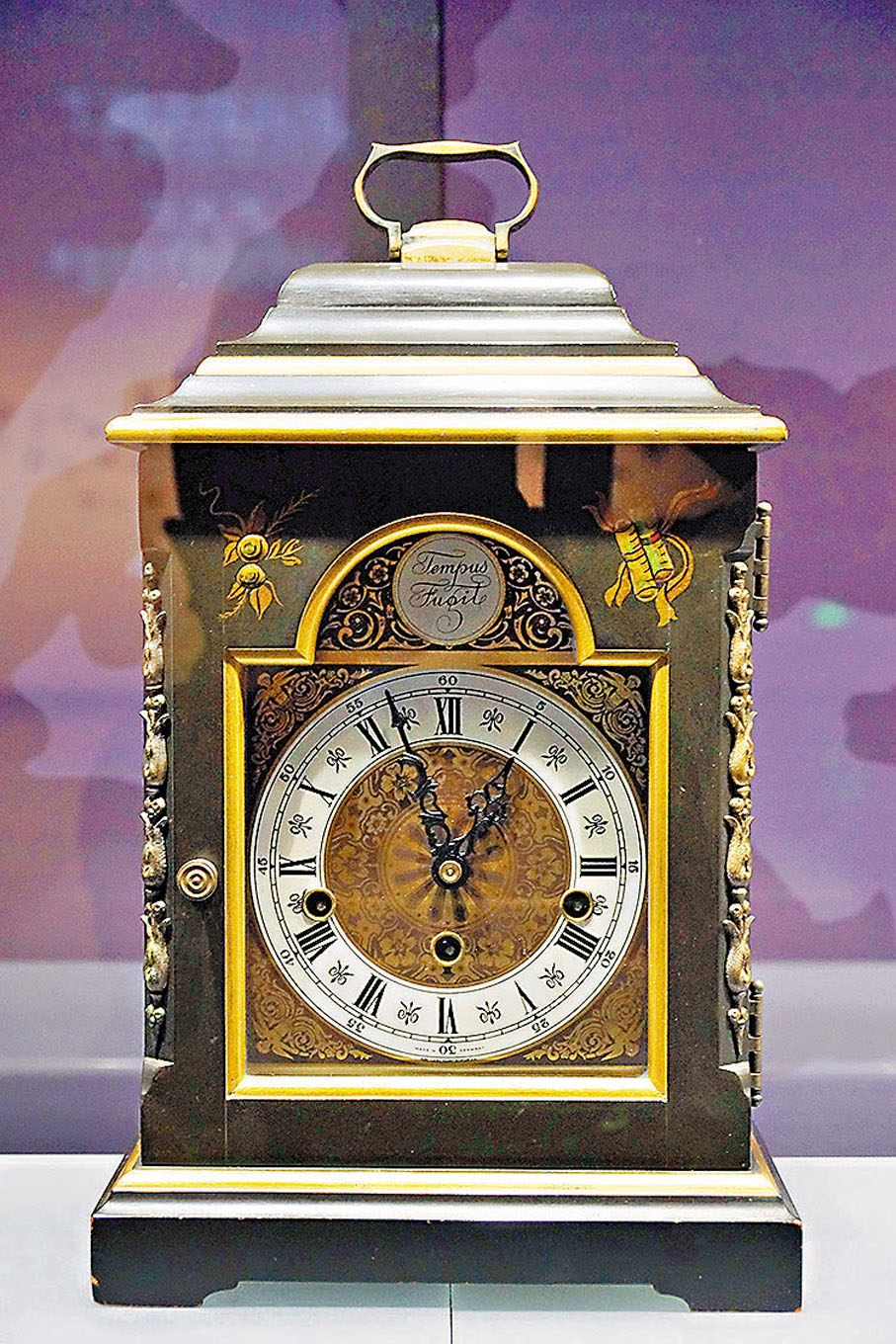 ◆德國19世紀木製雕花金屬提環座鐘