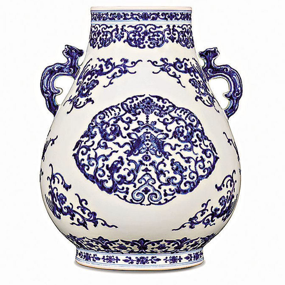 ◆清乾隆青花團龍天祿耳鹿頭尊